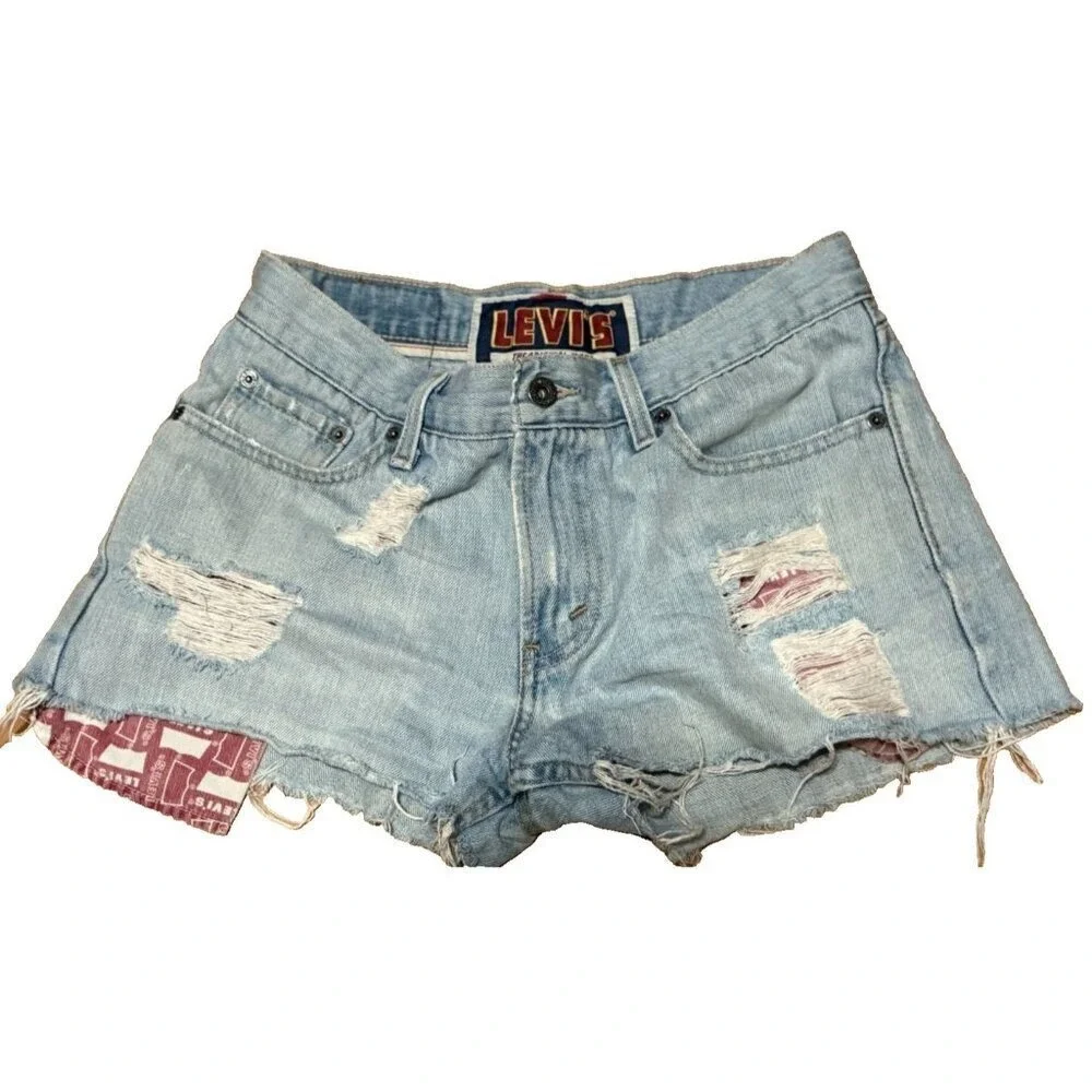 Levi's The Original Jeans Low 527 Cutoff Shorts Distressed Raw Hem Sz 28